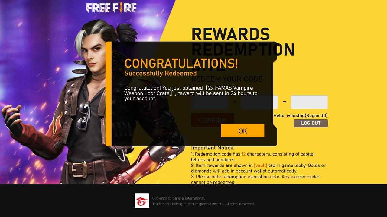 Redemption Codes – Garena Free Fire