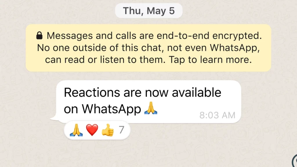 How to put reaction on WhatsApp Chat