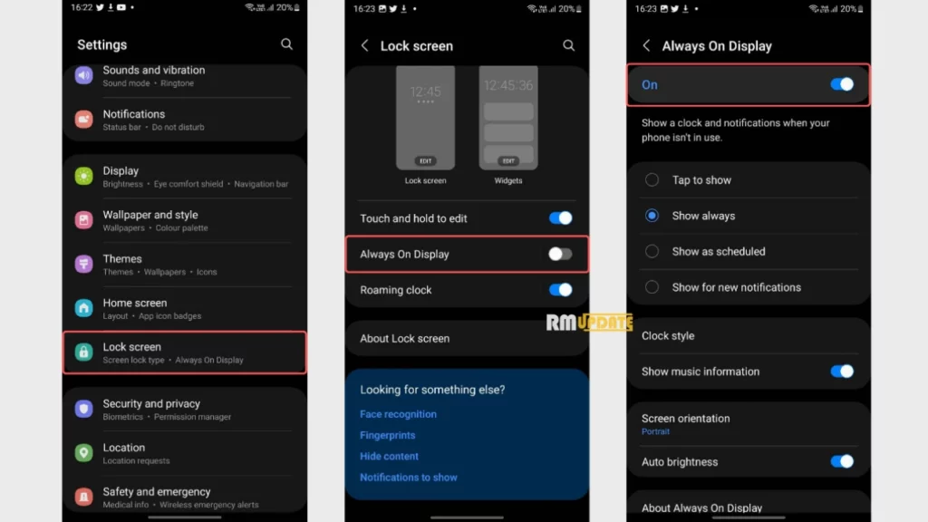 How to enable always-on display (AOD) on Samsung phone