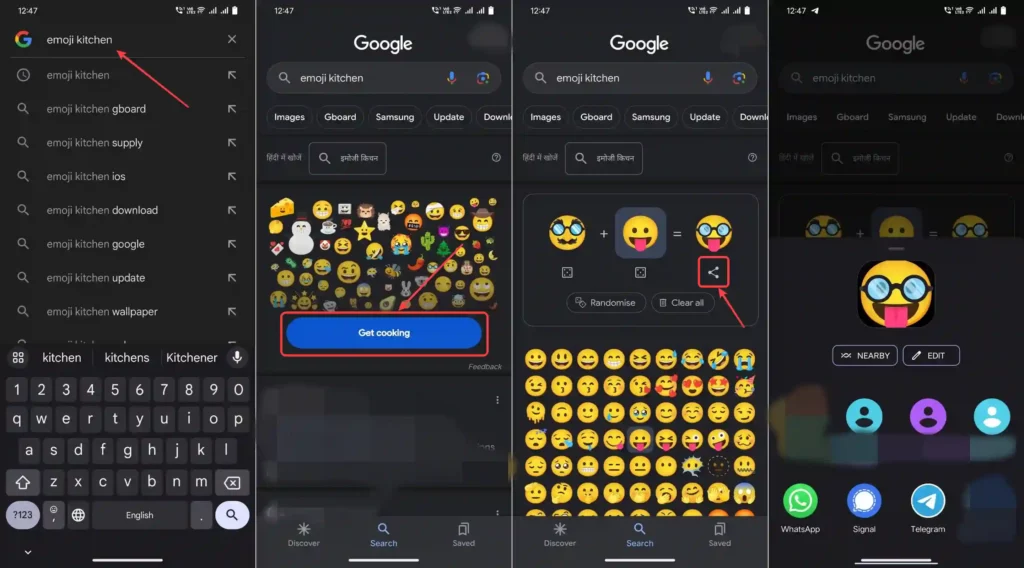 emoji kitchen share Google app